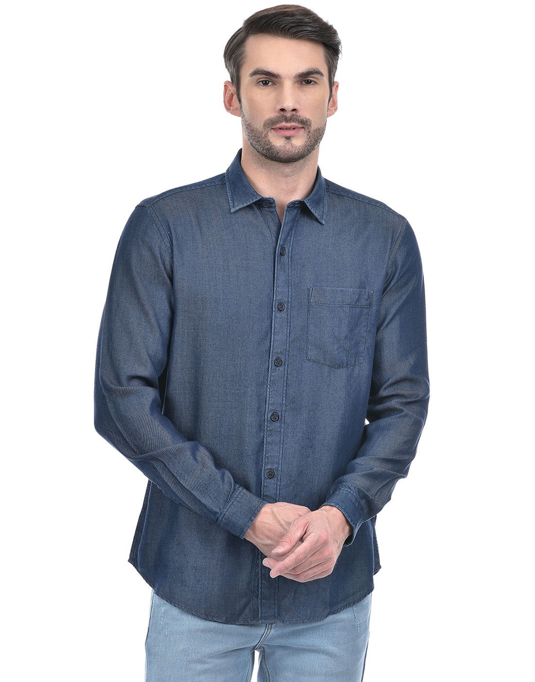 Numero Uno Men Solid Blue Shirt